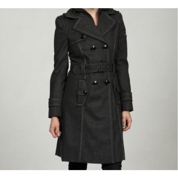 Miss Sixty Wool Blend Button Front Dark Grey Peacoat Women’s Size Medium - Picture 1 of 8